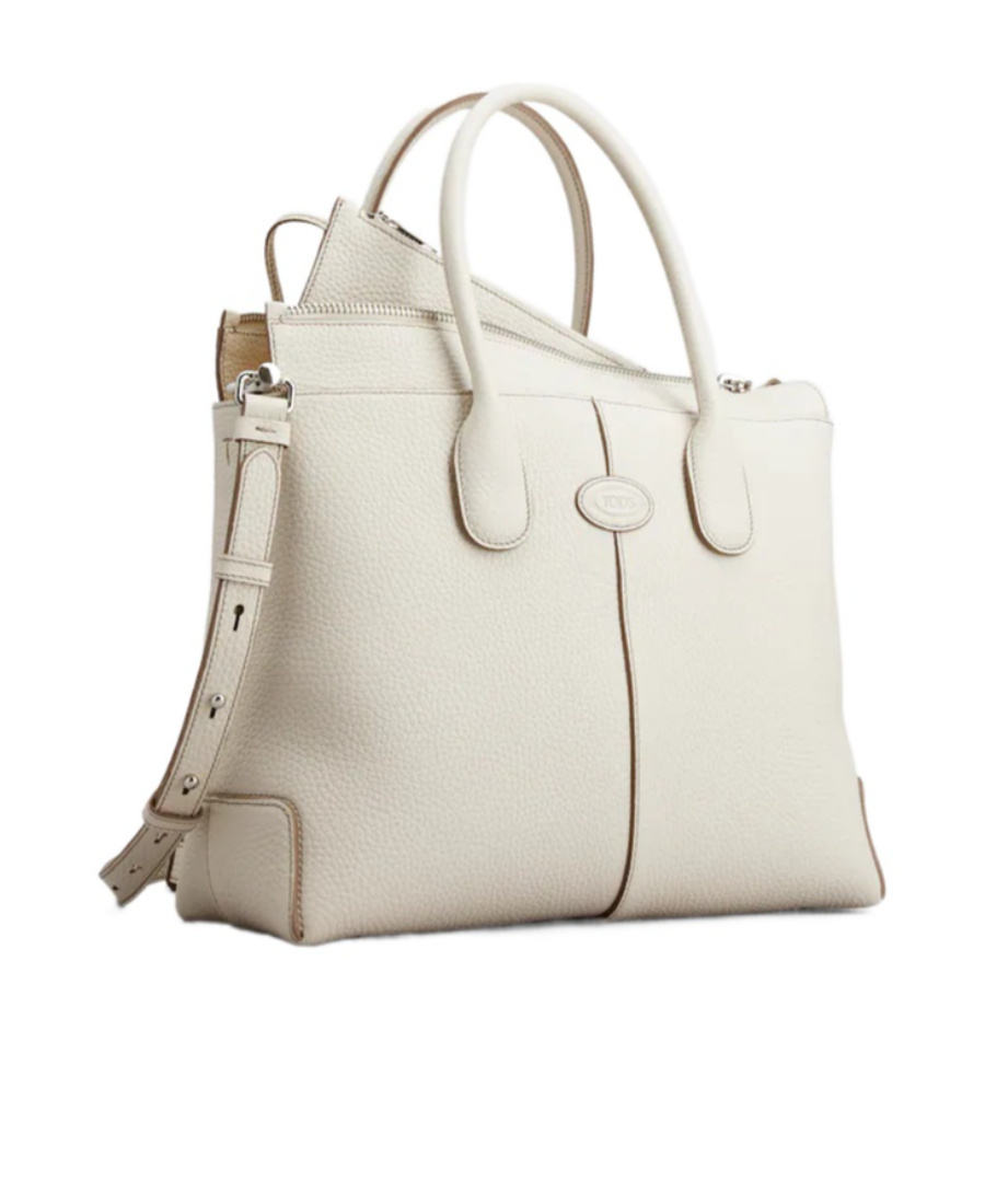 Tod's Pebbled Texture Tote Bag In White