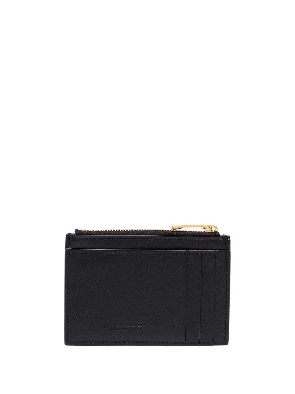 Bottega Veneta Maxi Intrecciato Compact Wallet In Black