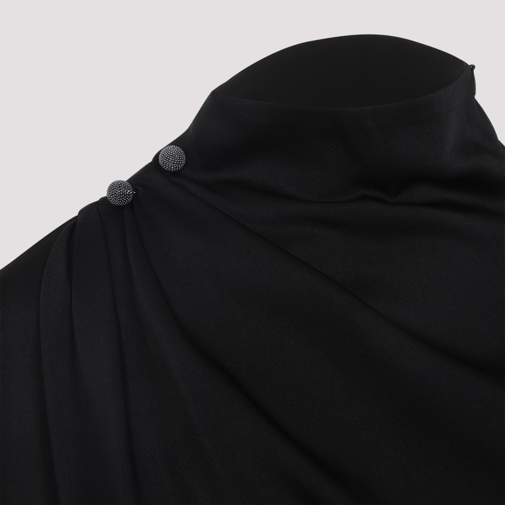 Fabiana Filippi Draped Black Dress With High Neckline And Asymmetrical Design In Black
