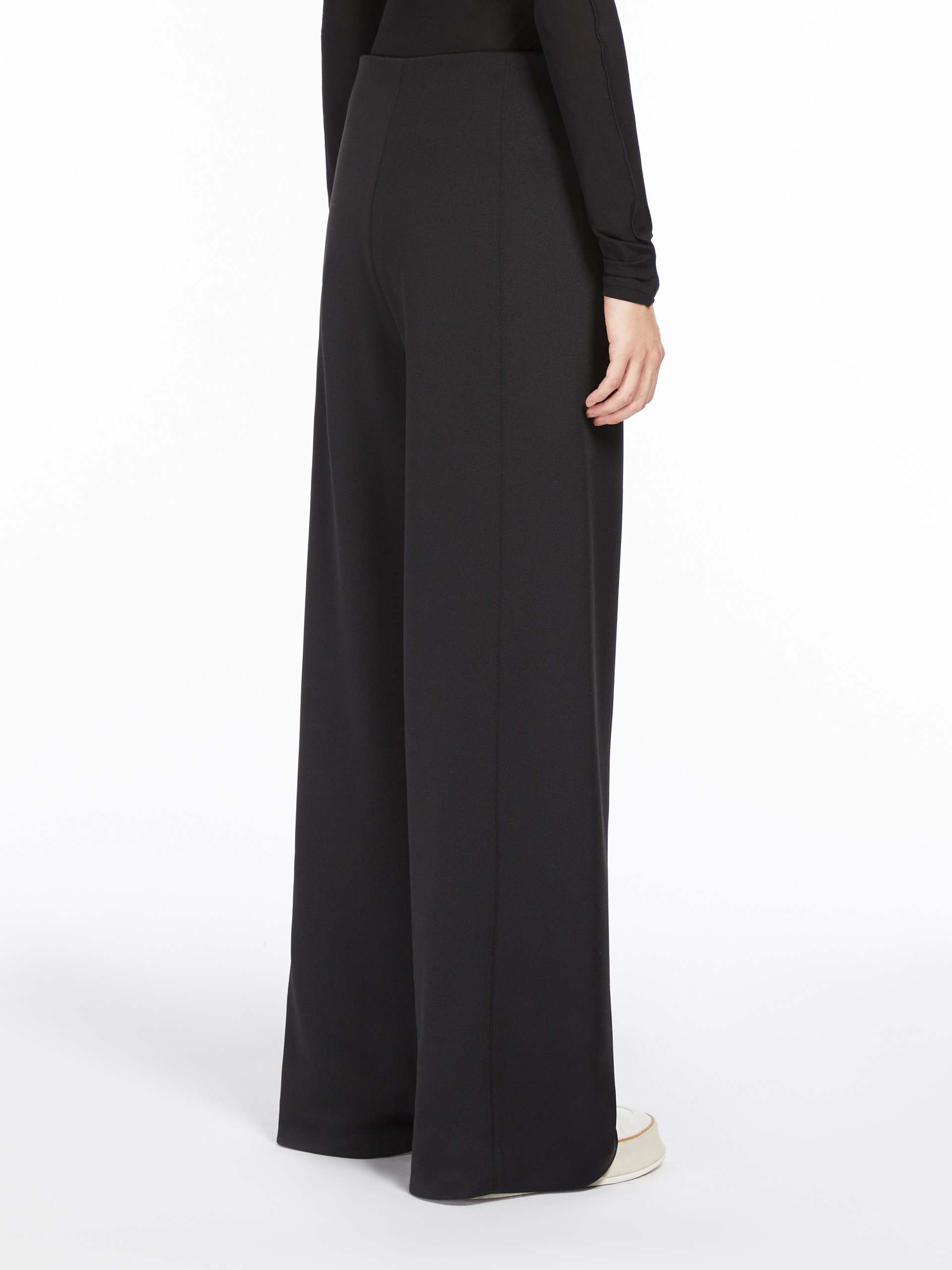 Max Mara Long Wide-leg Trousers With Tailored Fit And Side Pockets In Black