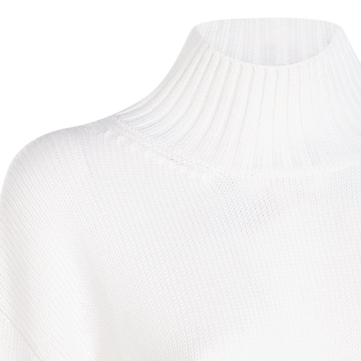 Fabiana Filippi Merino Wool Cropped Turtle Neck Sweater In White