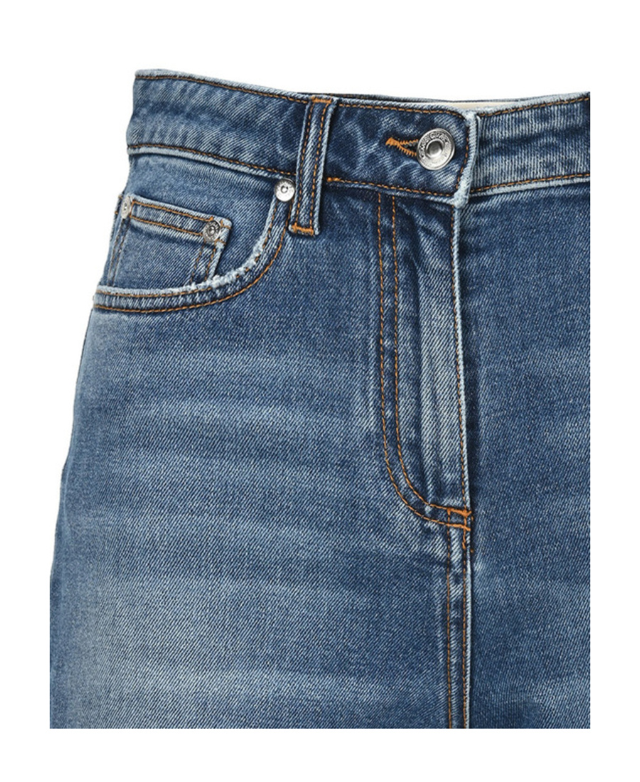 Msgm Denim Shorts In Blue