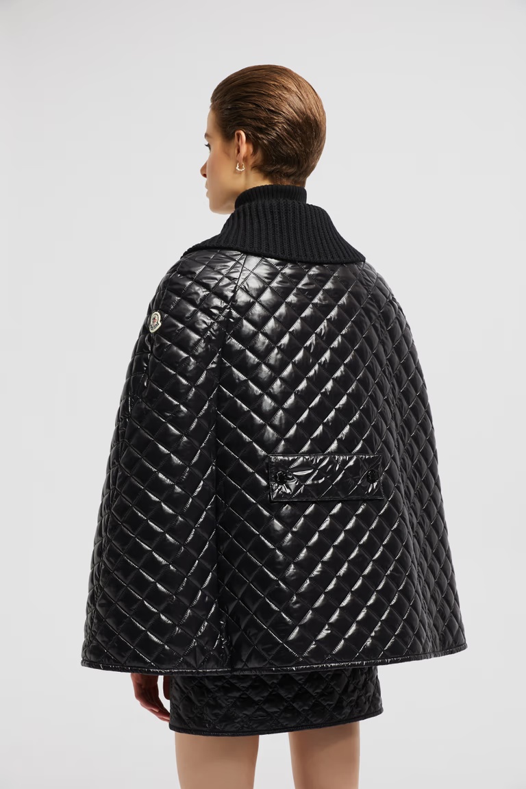 Moncler Quiletd Padded Cape In Black