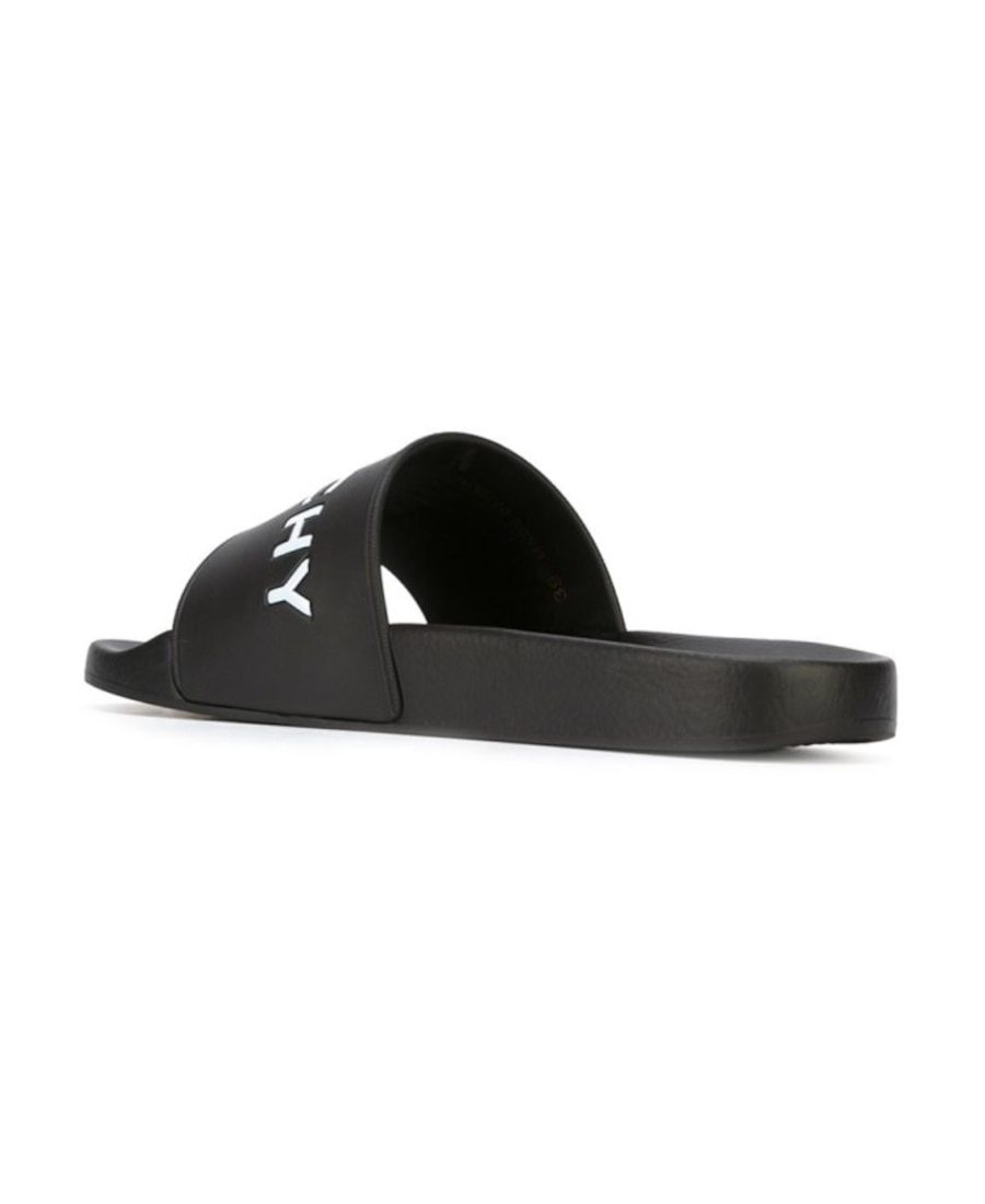 Shop Givenchy Black And White Logo Rubber Slides