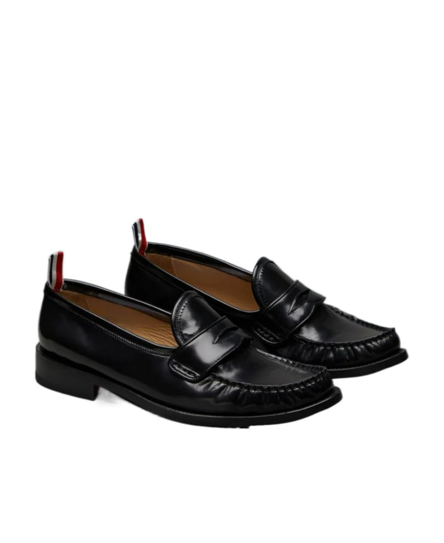 Thom Browne Varsity Patent-leather Penny Loafers In Black
