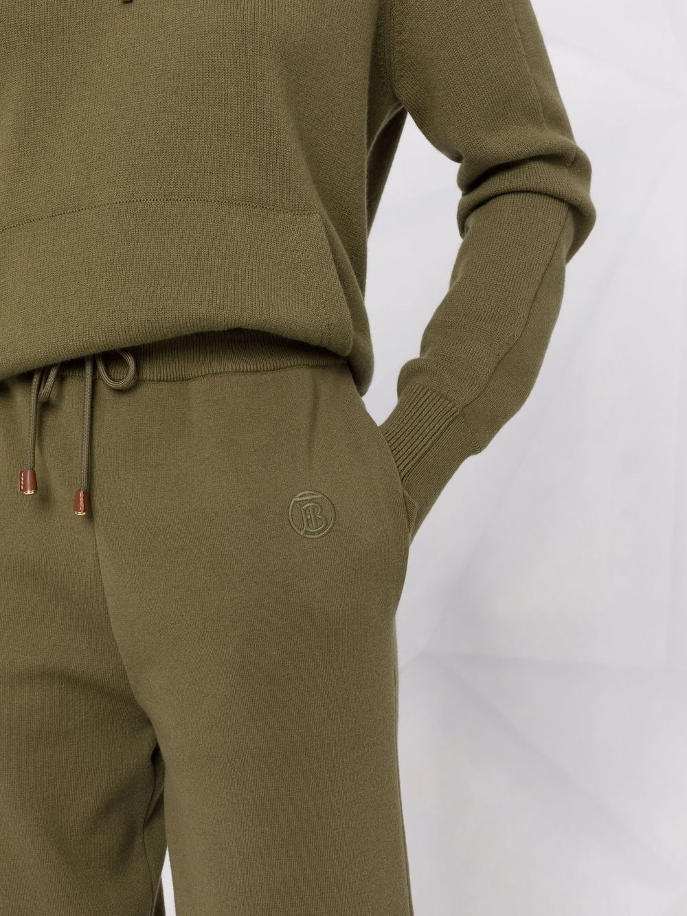 Burberry Monogram-motif Wool-cashmere Blend Jogging Pants In Green