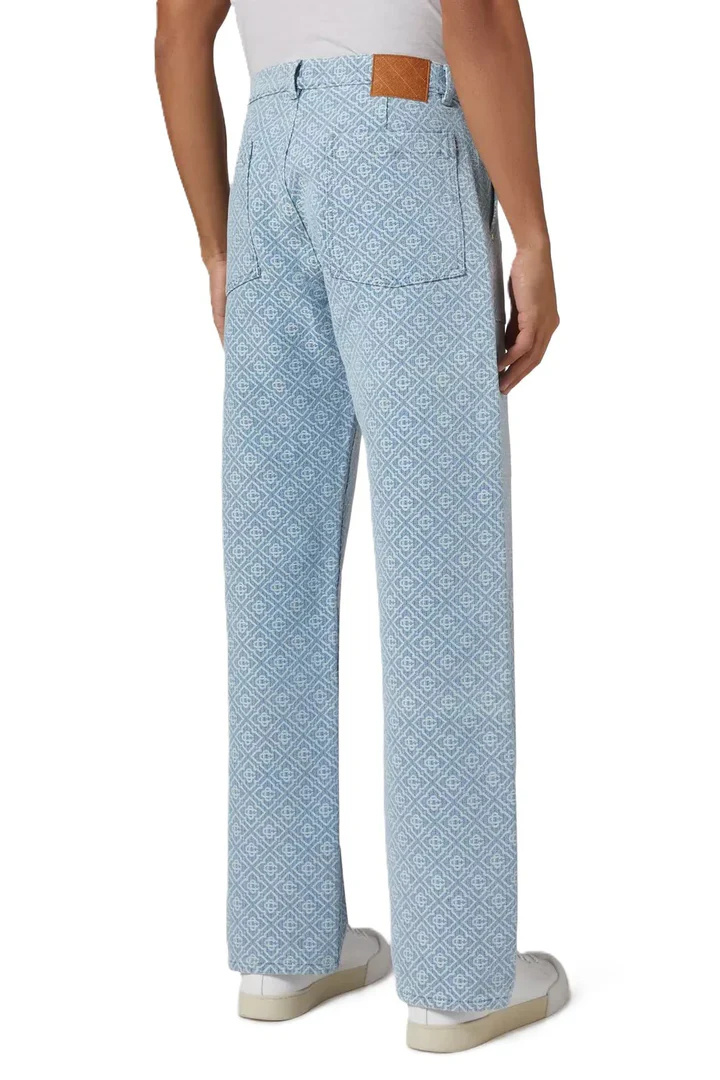 Casablanca Letter Pattern Jeans Leggings In Blue