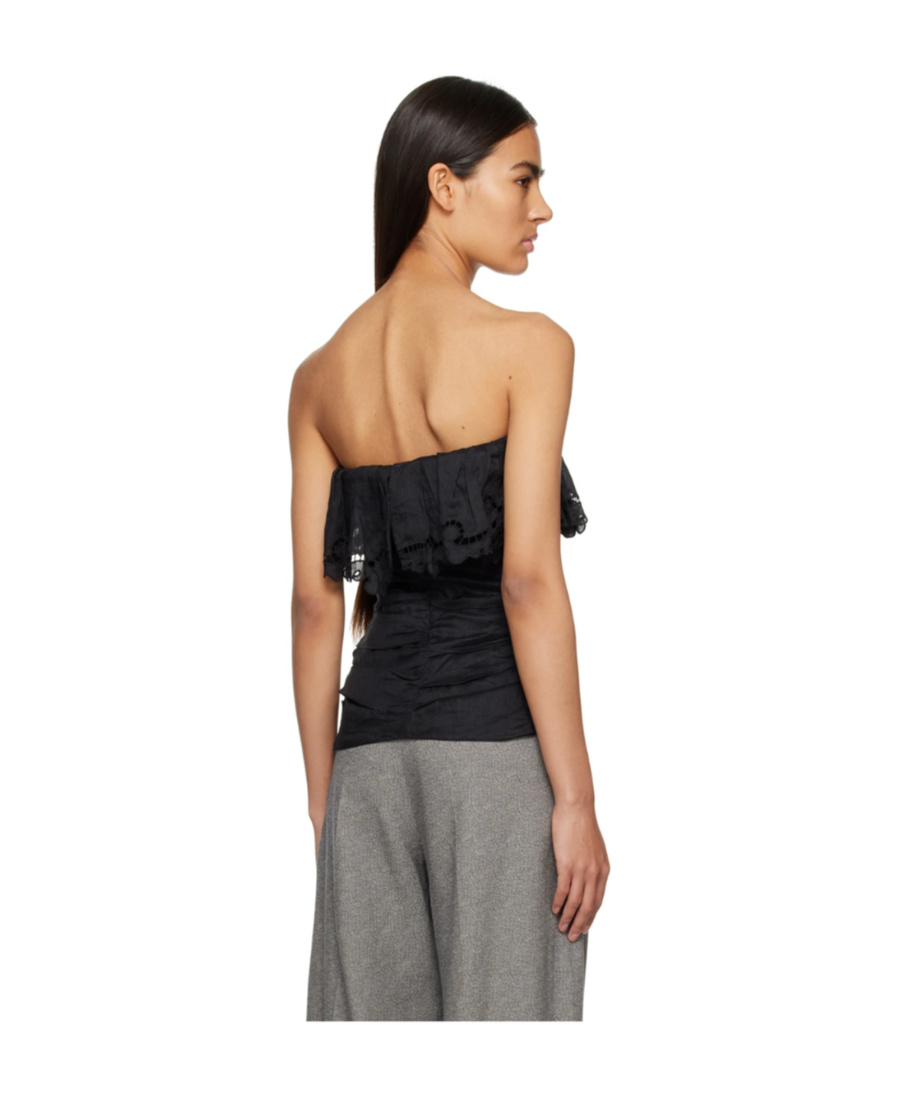 Isabel Marant Sleeveless Top With Ruffle Neckline And Detailing In Black