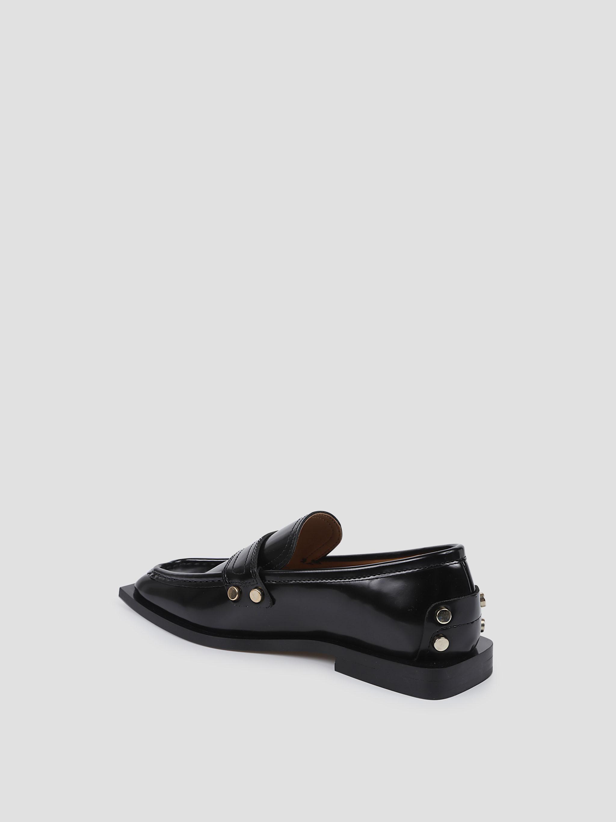 Ganni Studded Square-toe Loafers In Black
