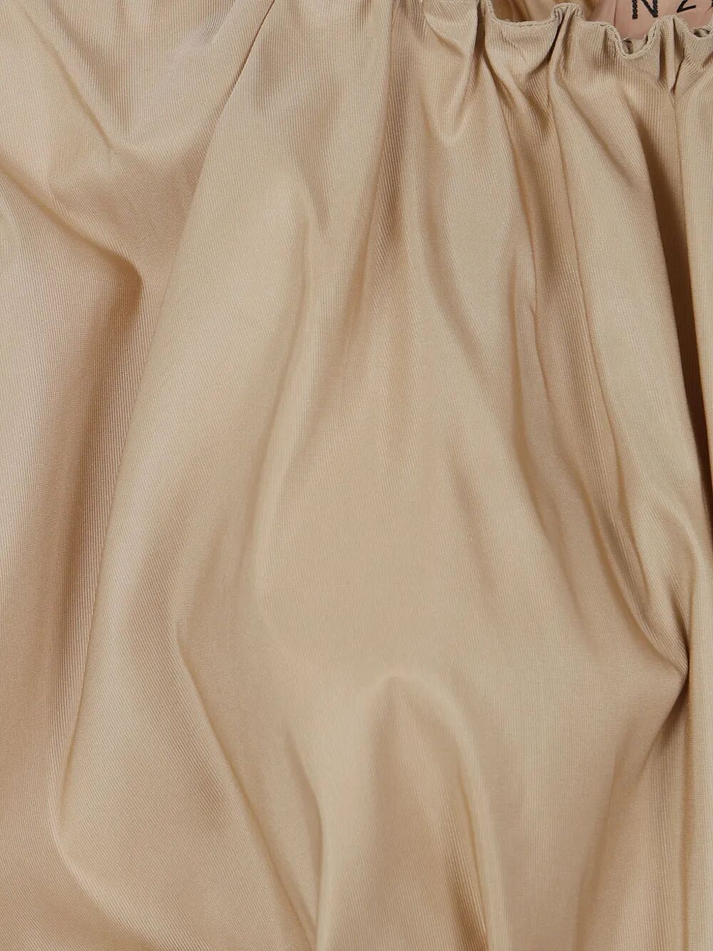 N°21 Beige Taffeta Crop Top With Puff Sleeves