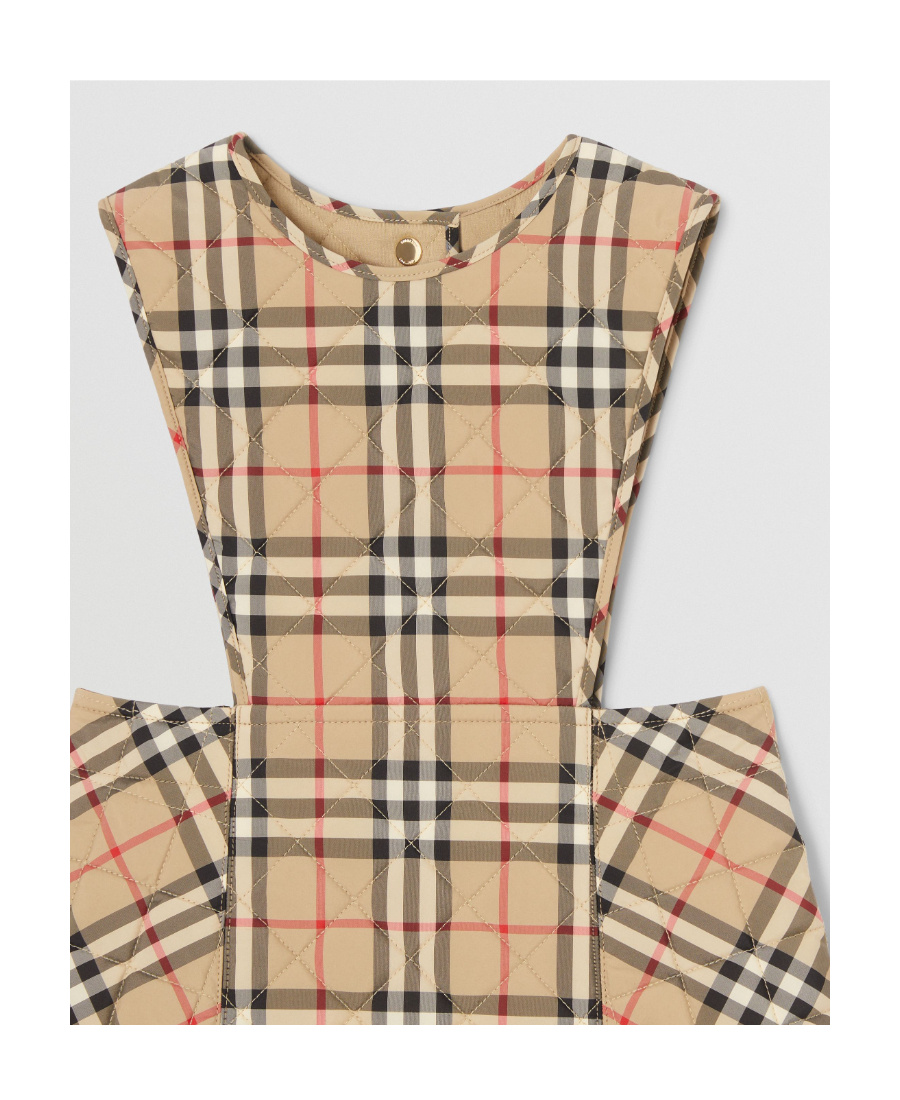 Shop Burberry Check-print Quilted Pinafore Dress In Nude