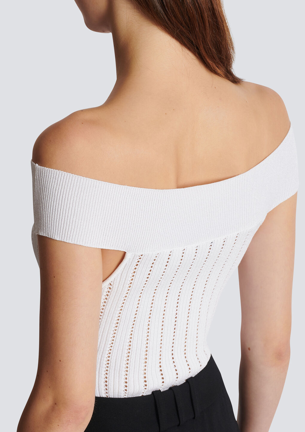 Shop Balmain Openwork Knit Body In White