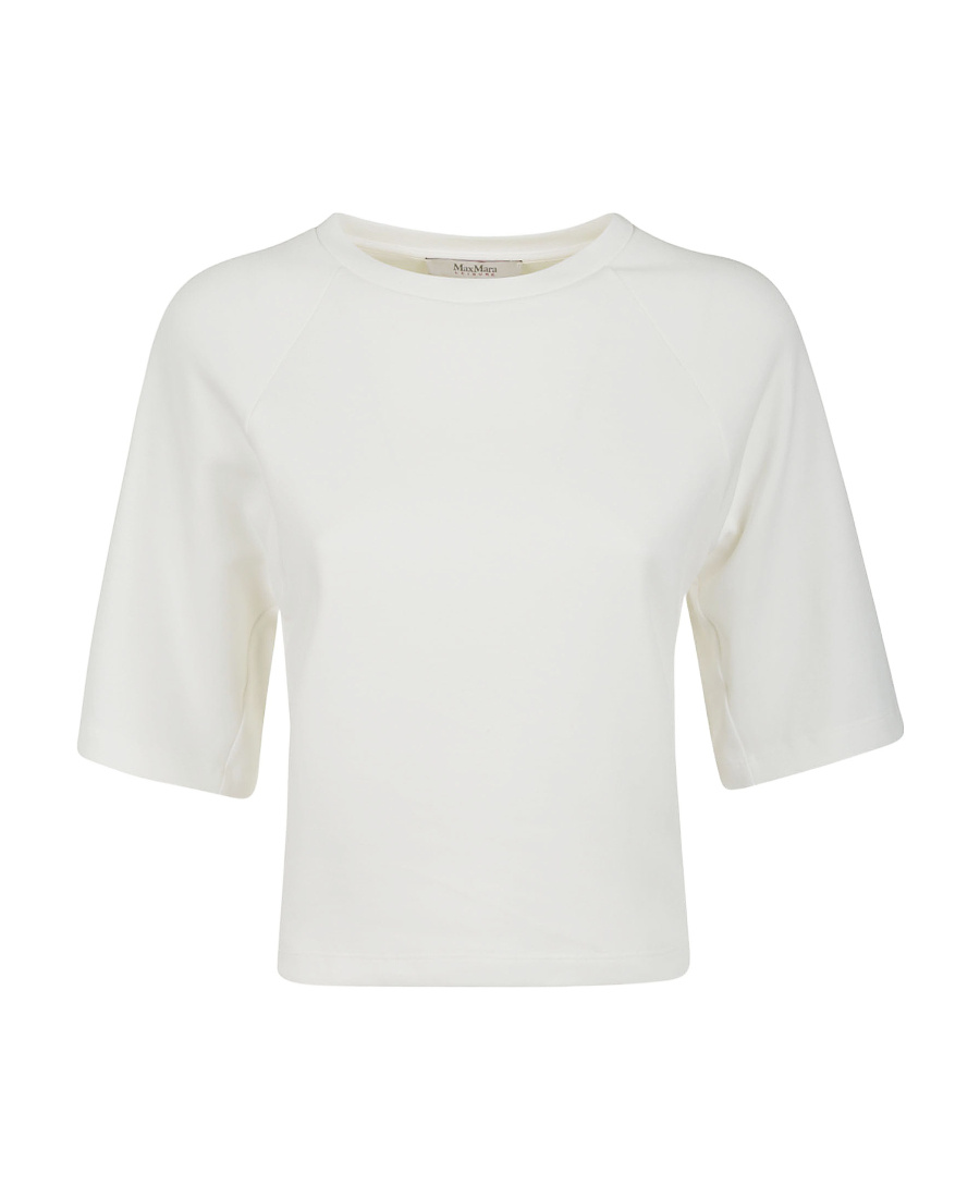 Max Mara T-shirt With Round Neck And Short Sleeves In White