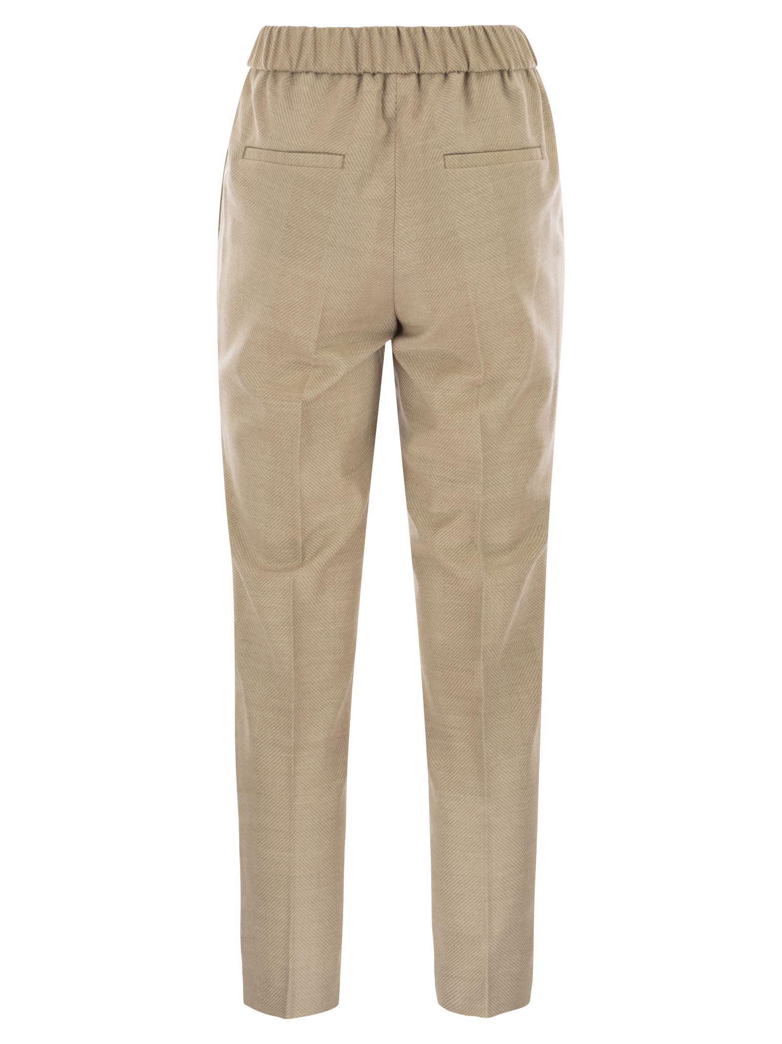 Peserico Stretch Virgin Wool Trousers In Brown