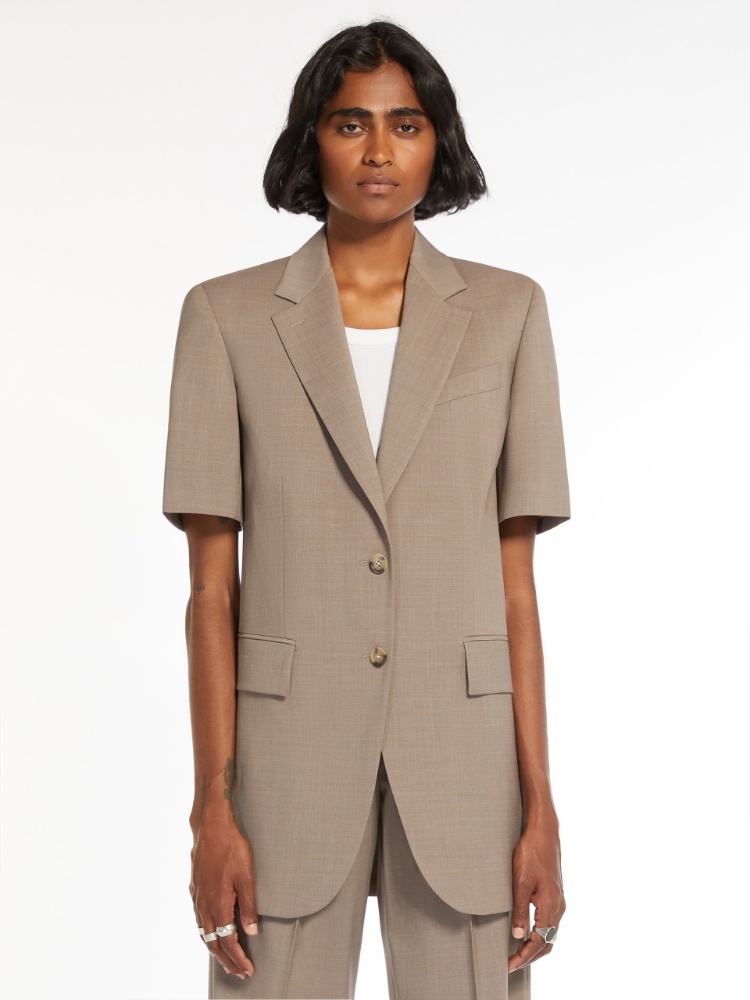 Sportmax Short-sleeved Wool Suit Jacket In Gray