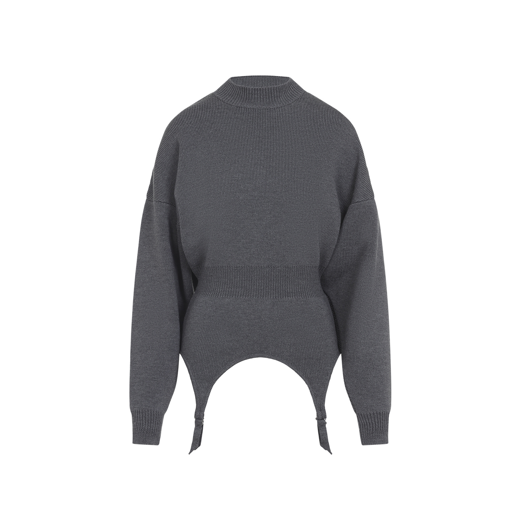 Jean Paul Gaultier High Neck Bat Sleeves Lingerie Garter Pullover Sweater In Black