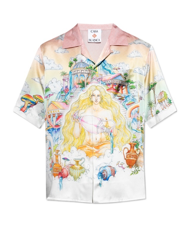 Casablanca Short Sleeve Shirt With Cuban Collar In Multicolor