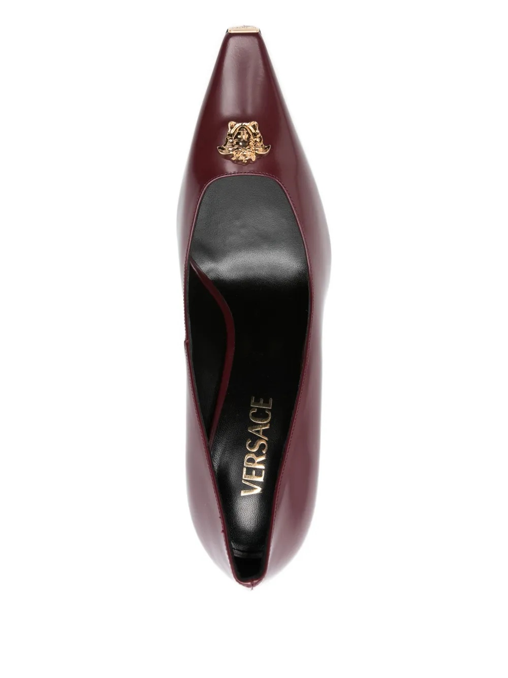 Versace 110mm Medusa-embellished Pointed-toe Pumps In Brown