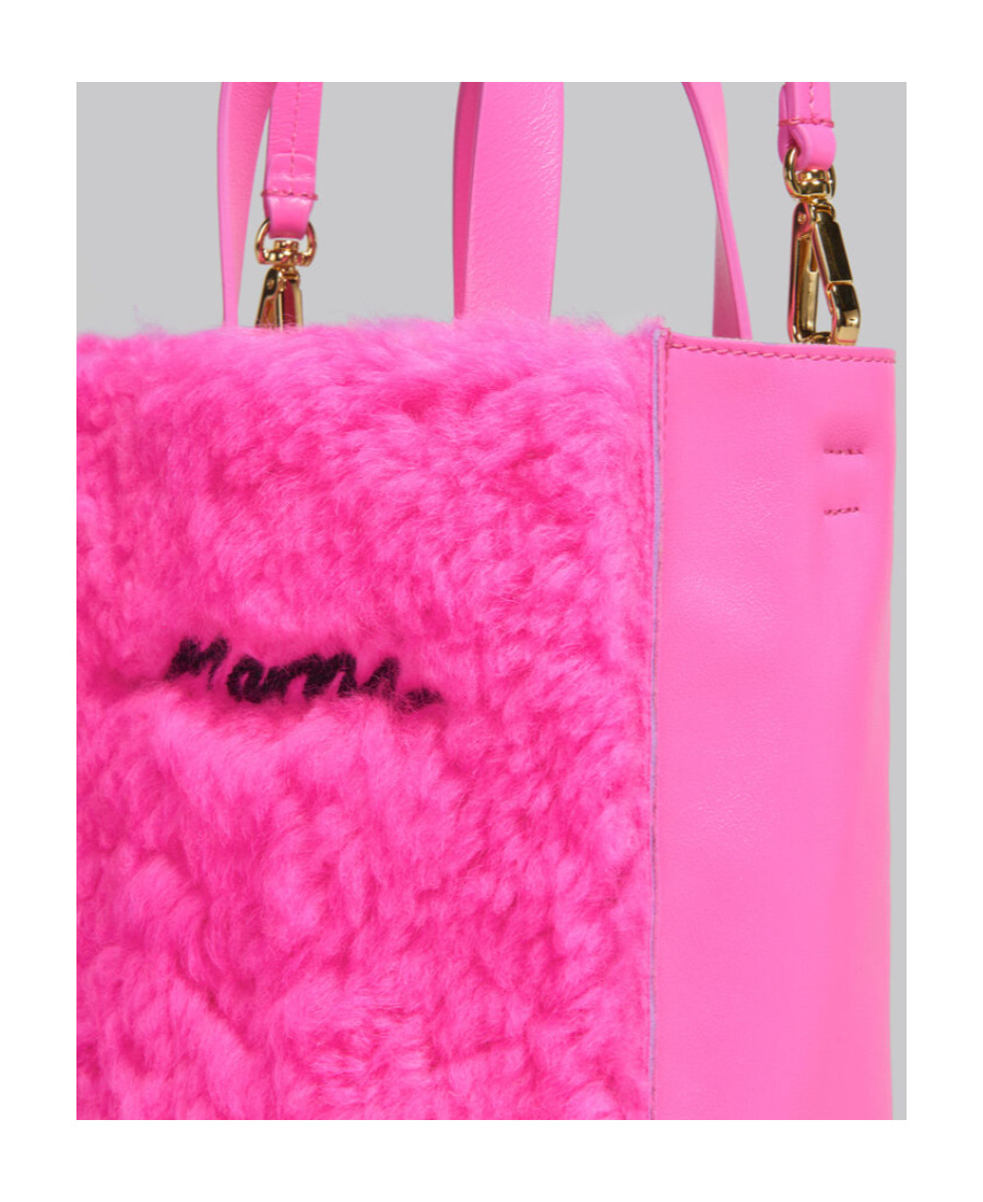 MARNI LOGO-PATCH SHEARLING TOTE BAG 