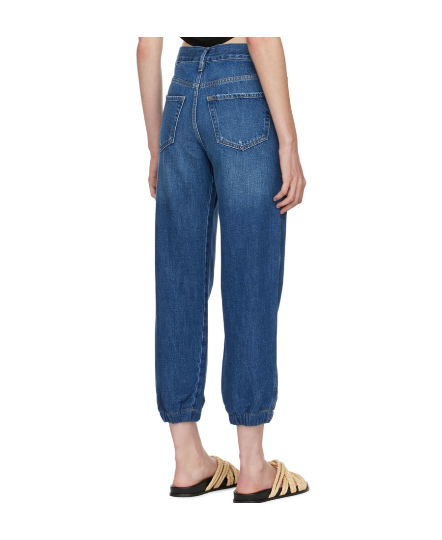 Frame Mid-rise Cropped Jeans In Blue