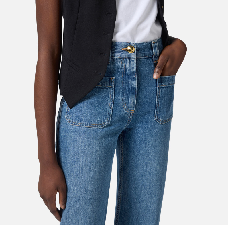 Elisabetta Franchi Palazzo Jeans In Blue