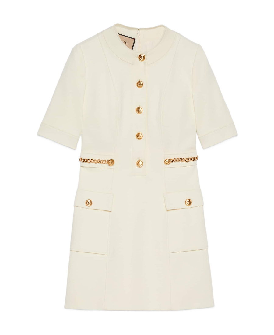 Gucci Short-sleeve Shift Dress In White