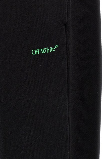Off-white Wide-leg Cotton Joggers With Cuffed Hem In Black