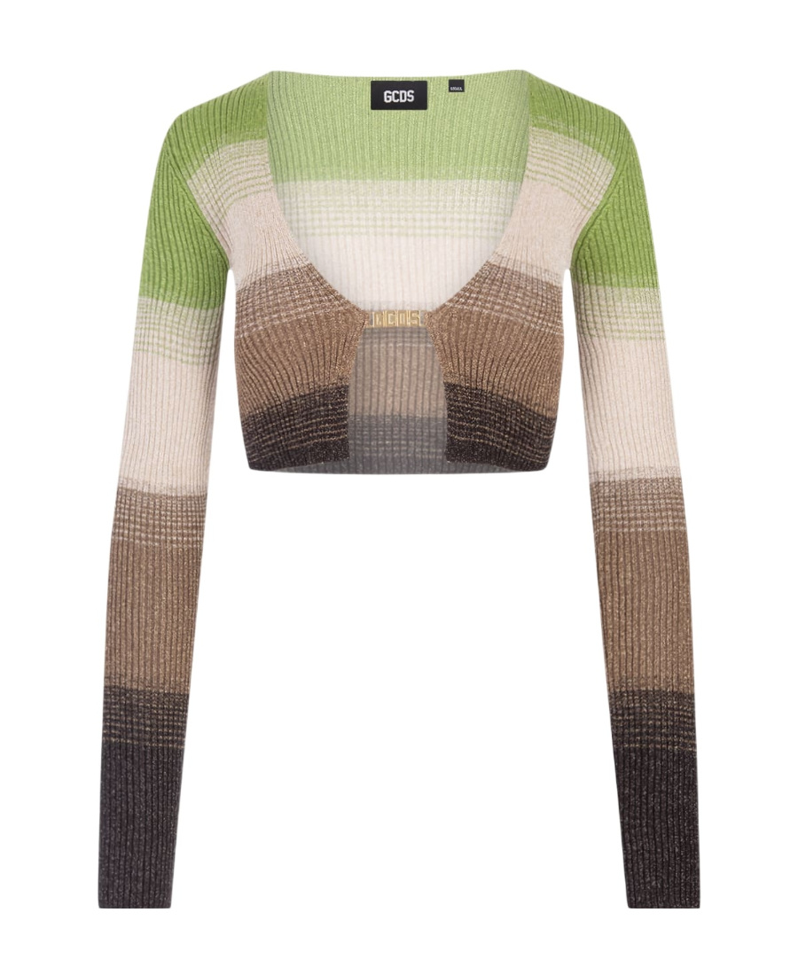 Gcds Degradé-effect Lurex Cropped Cardigan In Multicolor