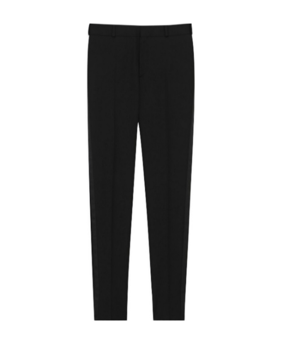 Saint Laurent Pleated Grain De Poudre Wool Straight-leg Pants In Black