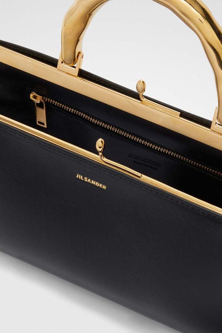 Jil Sander Goji Mini Leather Handbag In Black