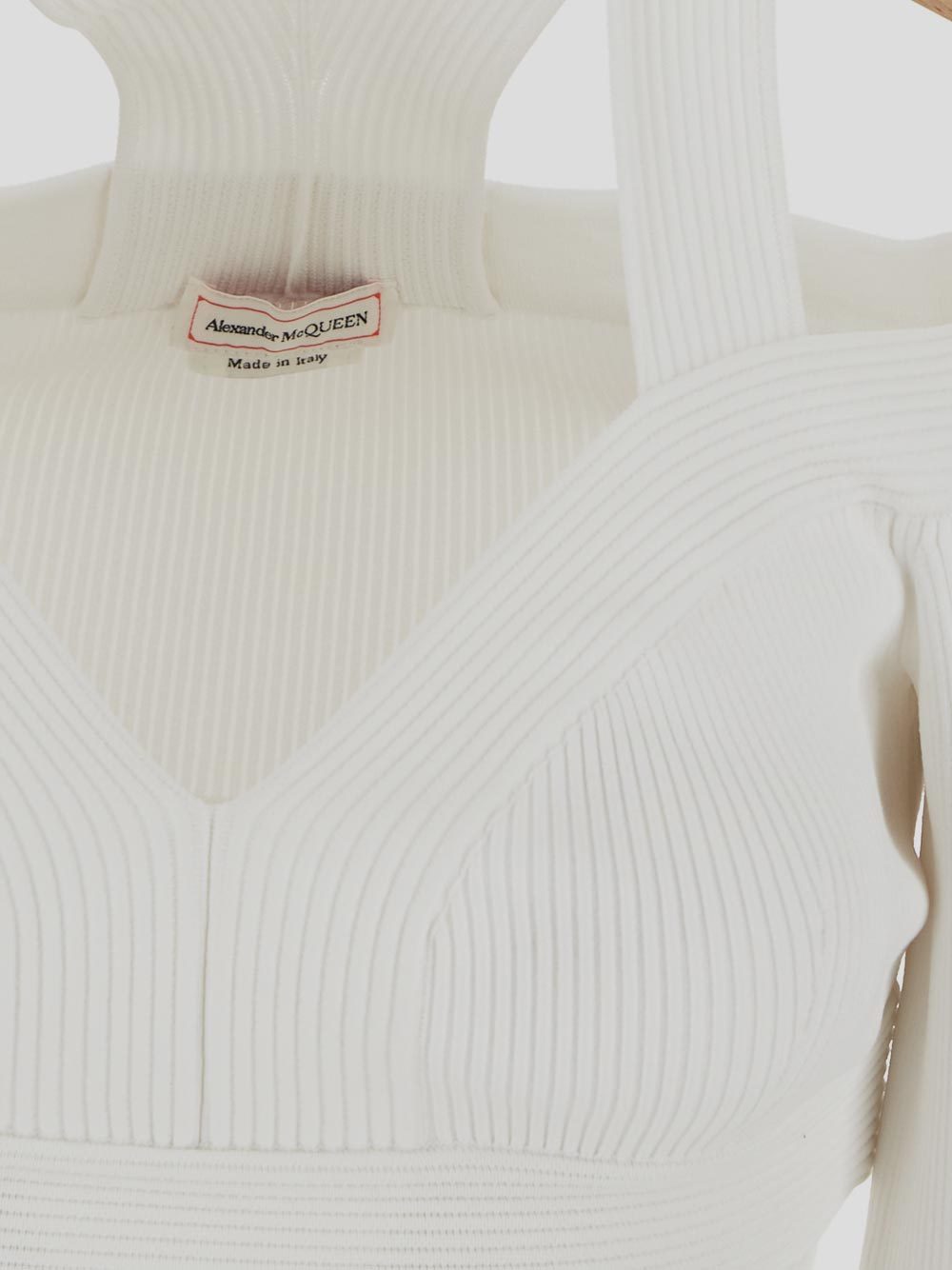 Alexander Mcqueen Cut-out Detailed Cropped Top In White