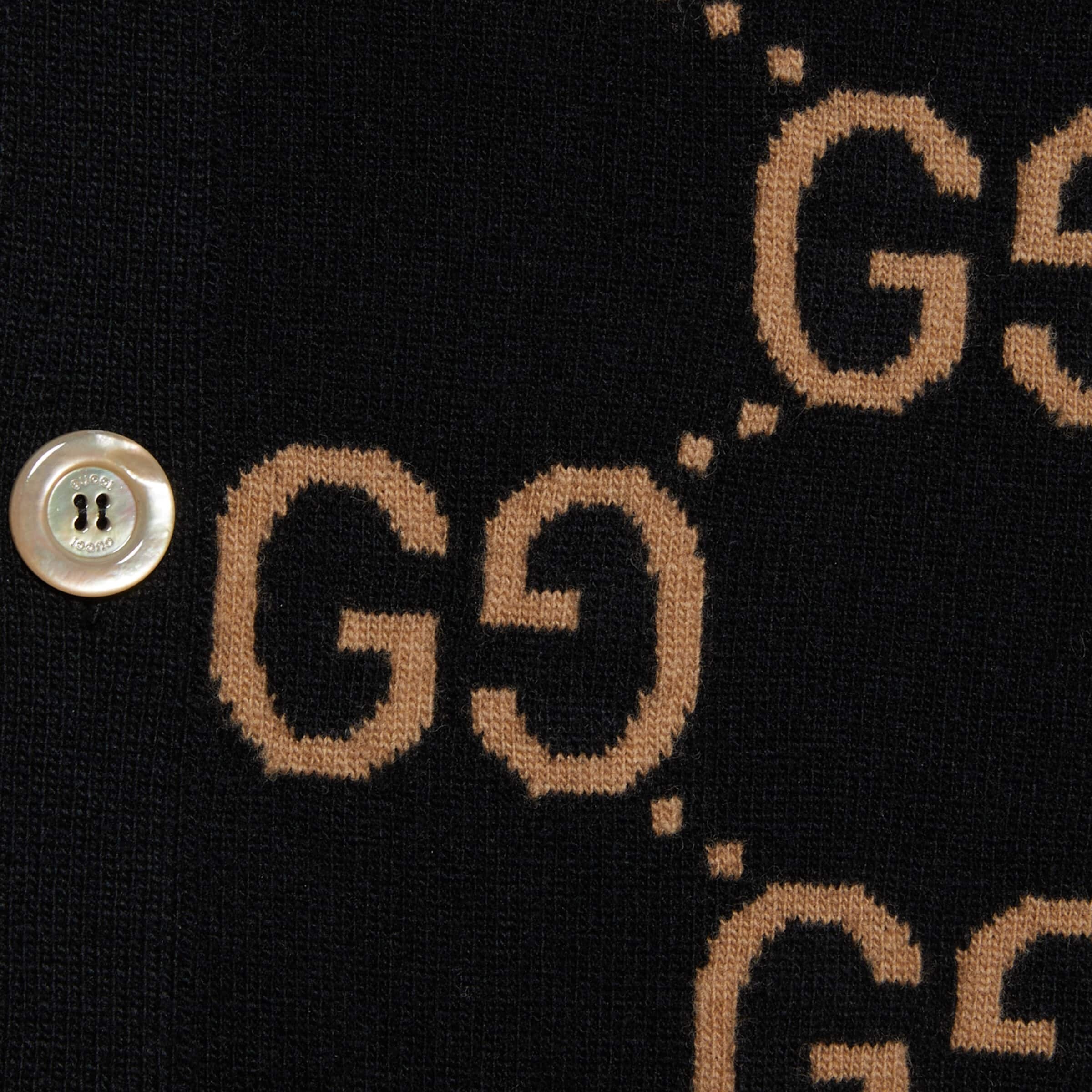 Gucci Gg Motif Button-up Cardigan In Black