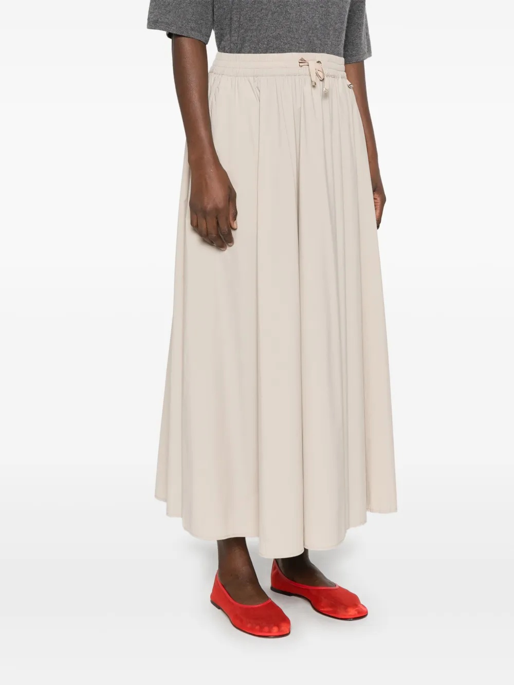 Herno Pleated Stretch Nylon Midi Skirt In Neutral