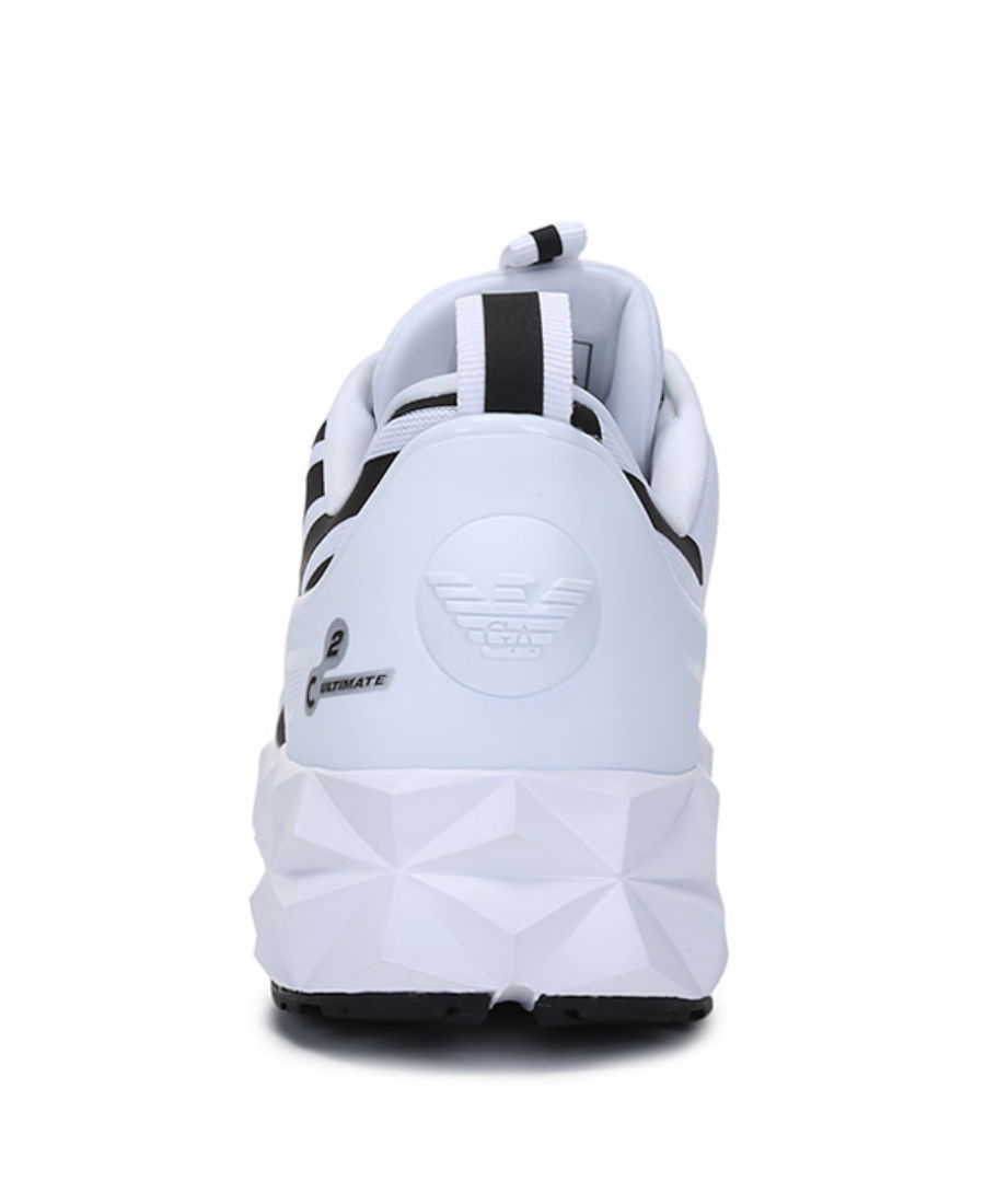 Ea7 Black And White Polyester Sneaker In White
