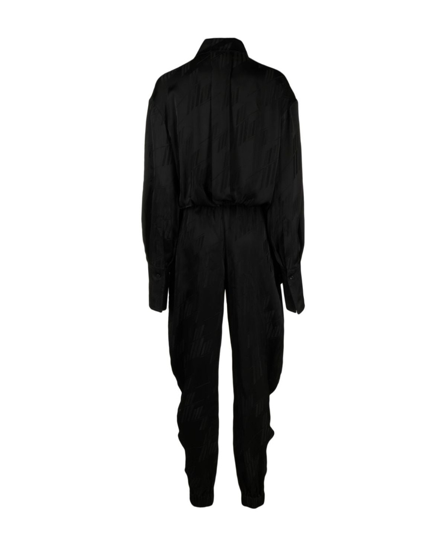 Attico Logo-jacquard Satin Jumpsuit In Black