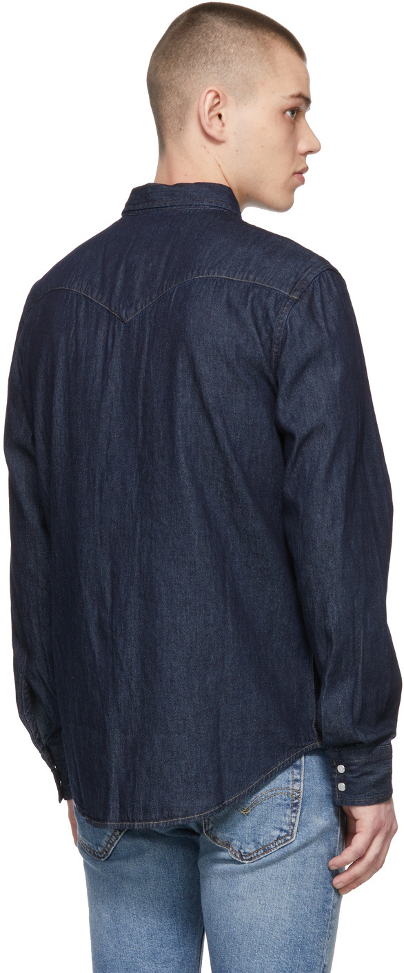 Levi's Logo Lapel Denim Coat In Black