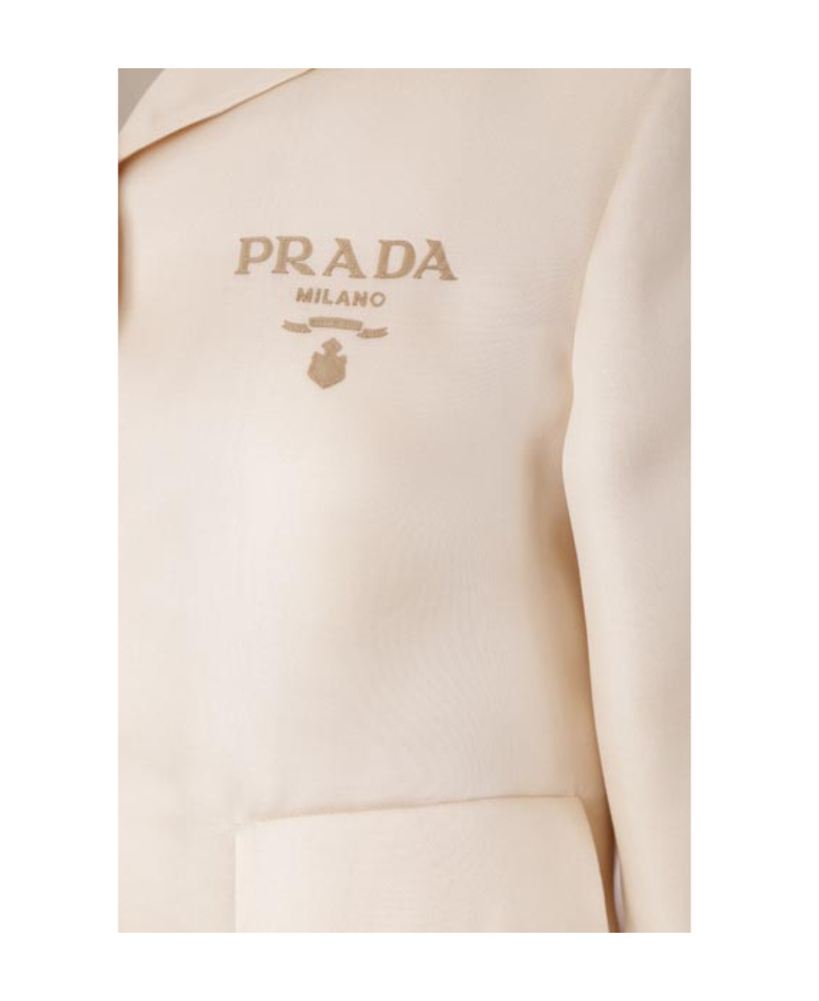 Prada Logo-print Silk Jacket In Nude