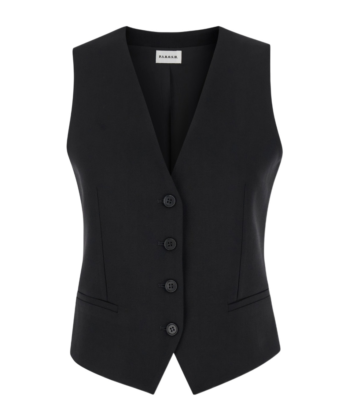 P.a.r.o.s.h Black Vest With Button Closure In Fabric Woman In Black