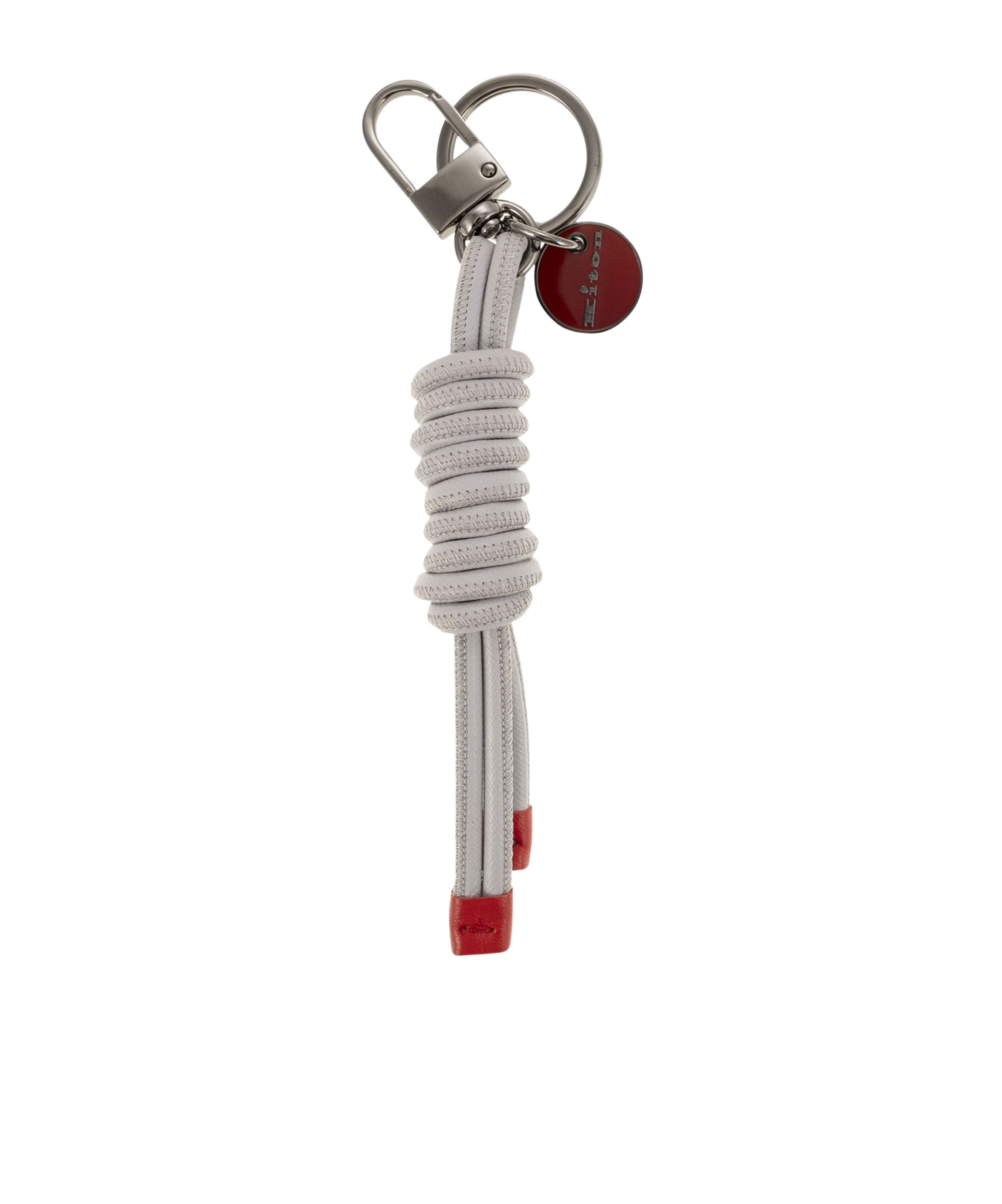 Kiton Men Leather Key Ring In Gray