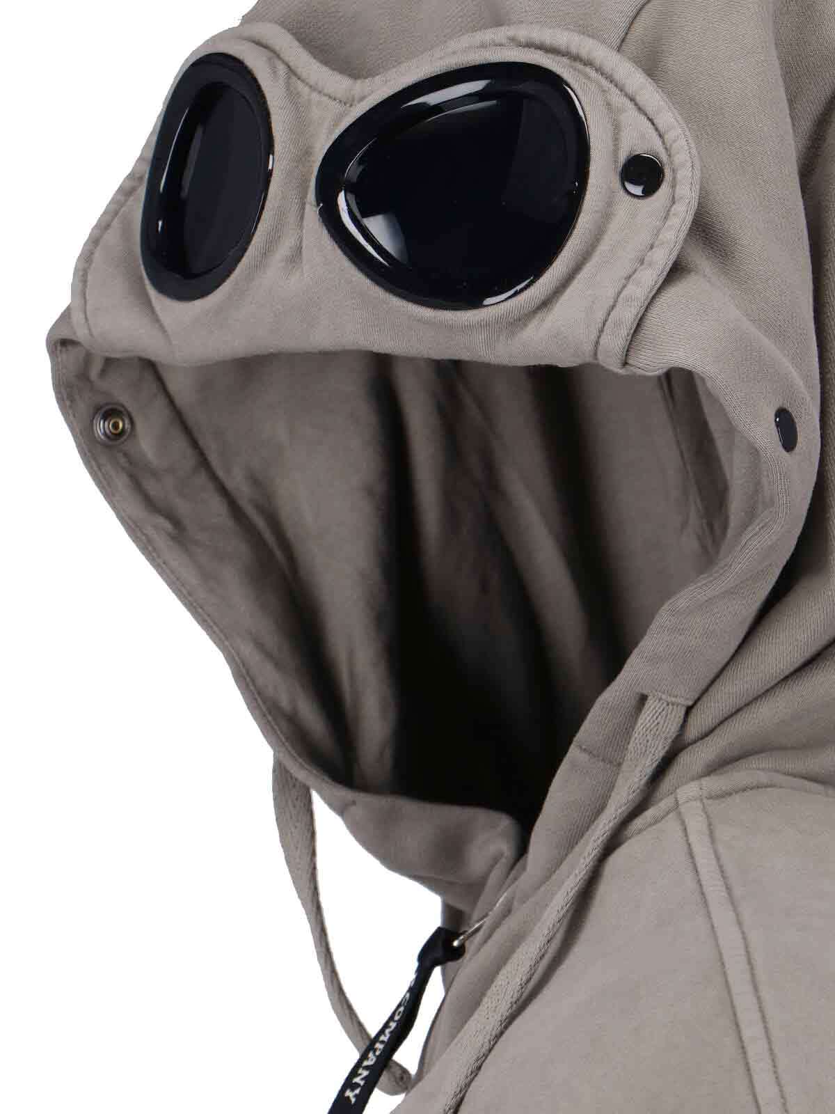 C.p. Company Long-sleeved Hooded Zip-up Sweatshirt In Gray