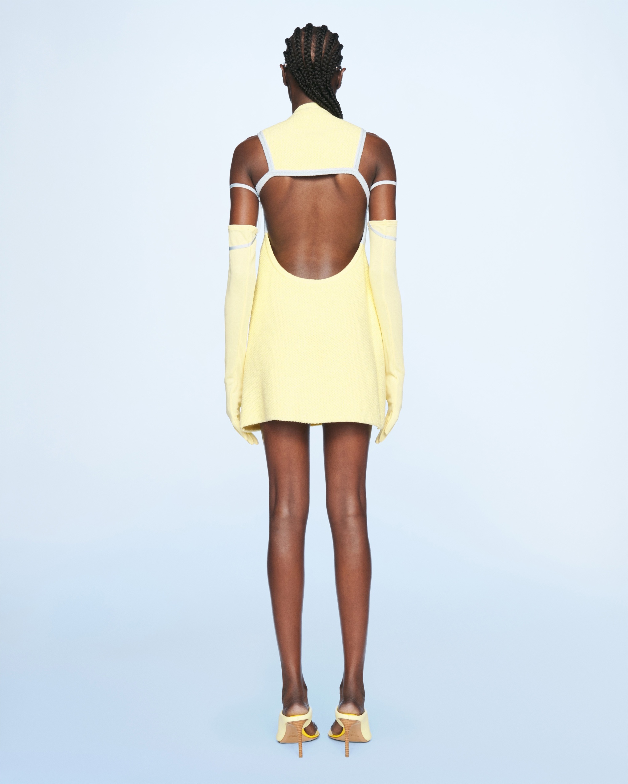 Jacquemus Bare-shouldered Mini Dress In Yellow