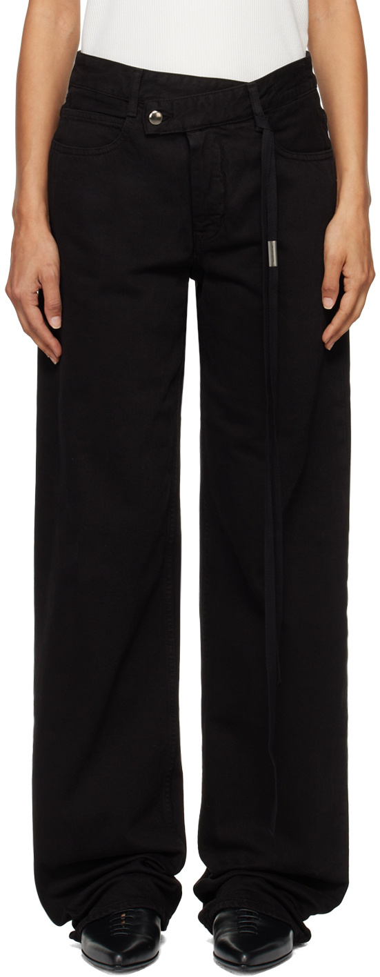 Ann Demeulemeester Meya Asymmetric Waist Denim Jeans In Black