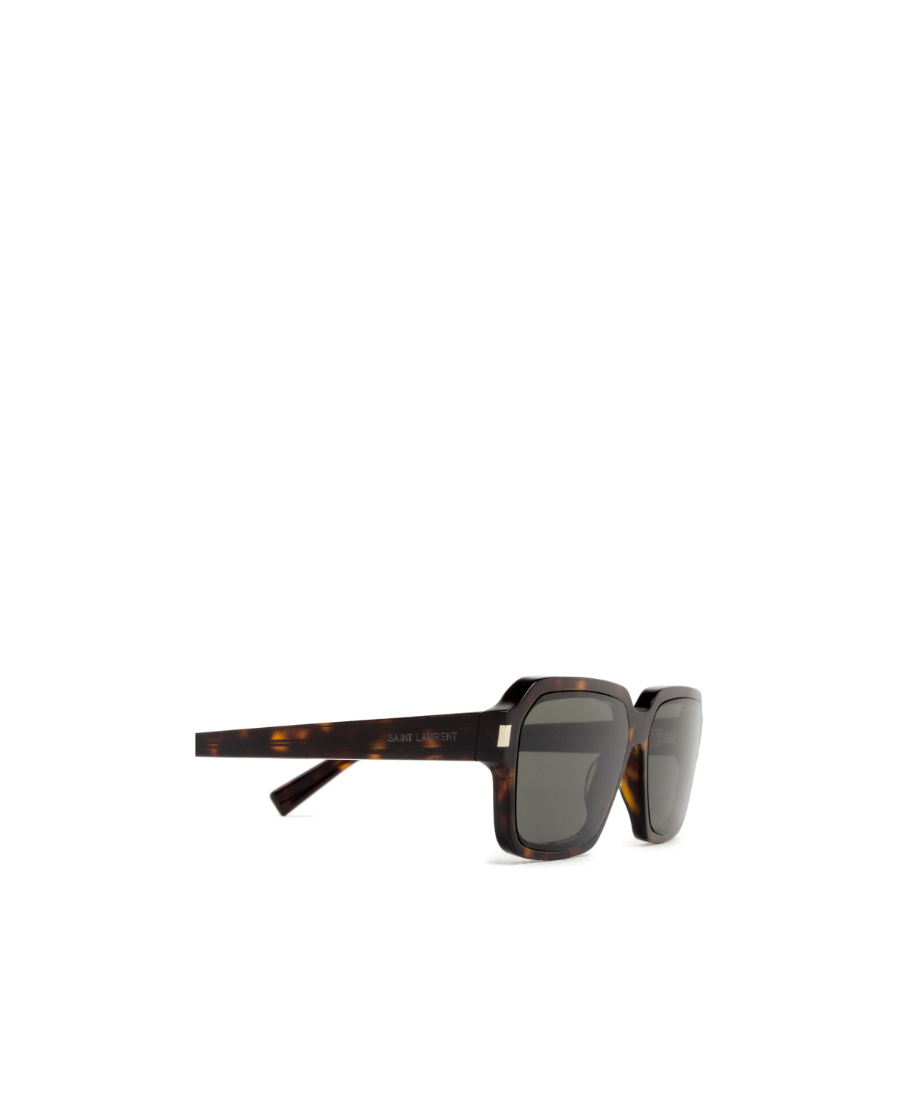 Saint Laurent Tortoiseshell-effect Rectangle-frame Sunglasses In Gray