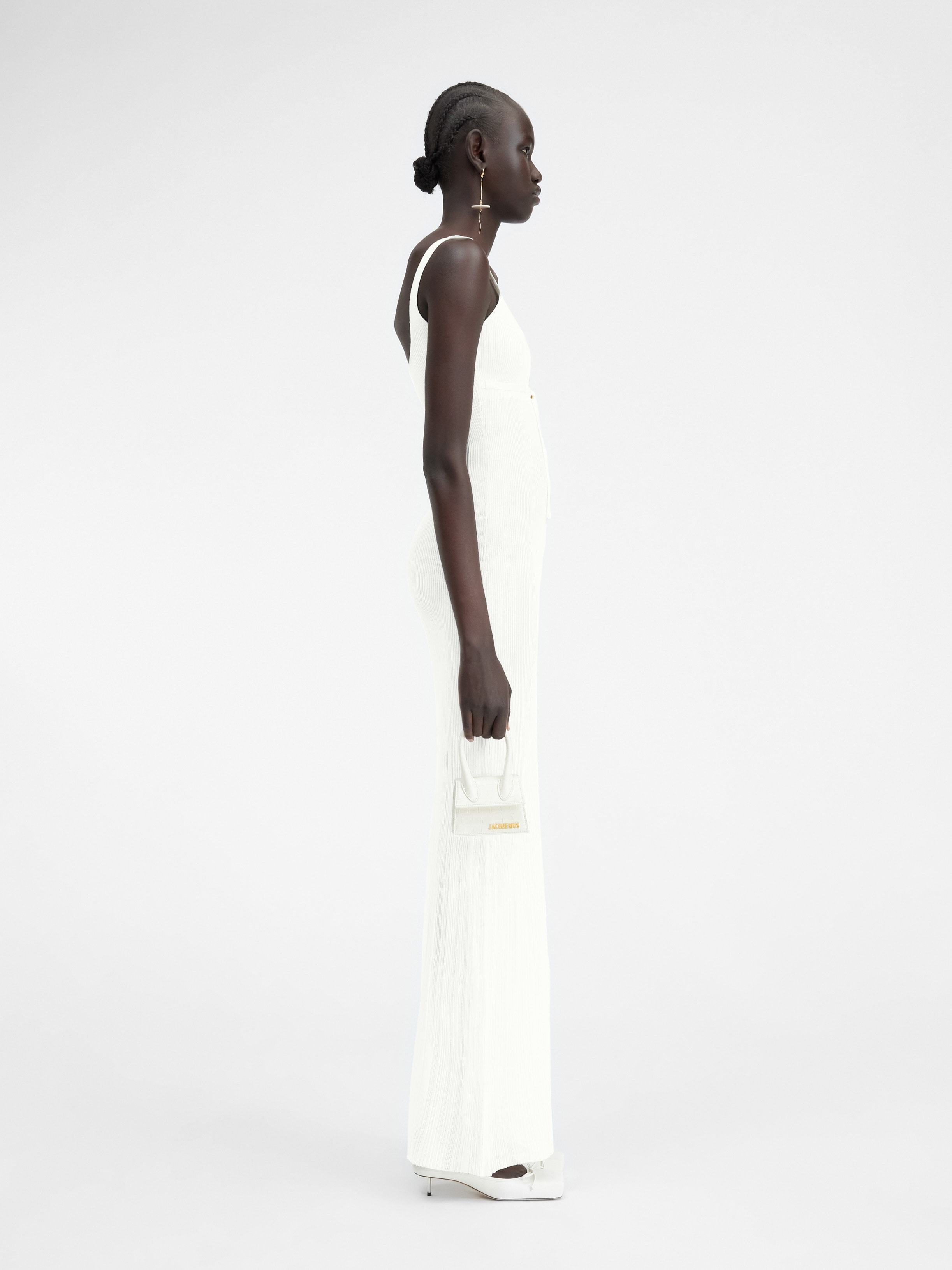 Jacquemus Ruched Cotton-gauze Maxi Dress In White
