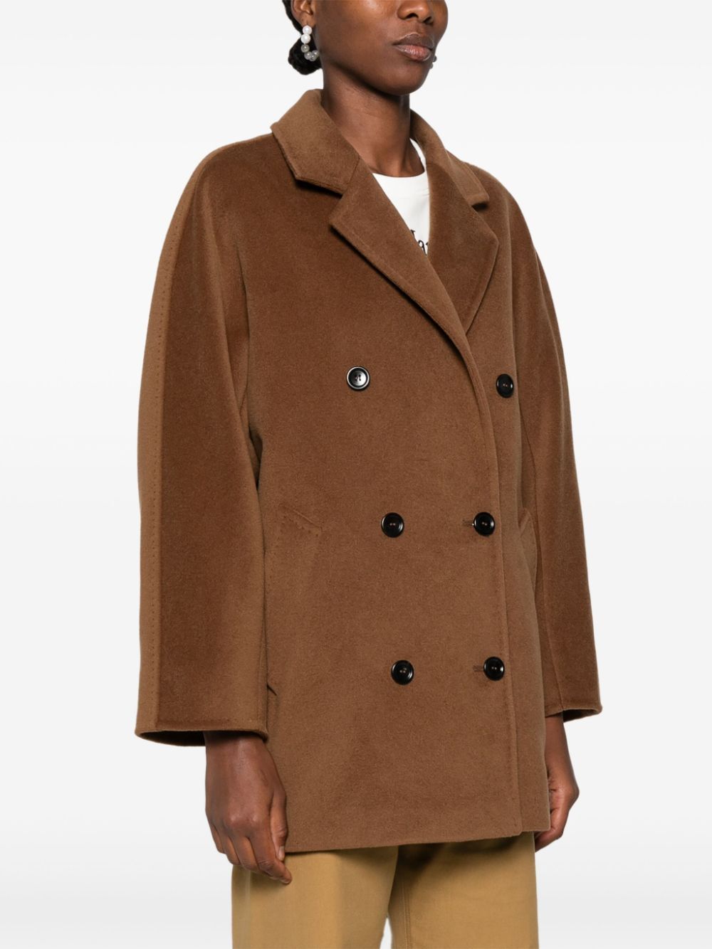 Max Mara Wool Double-breasted Coat In Brown