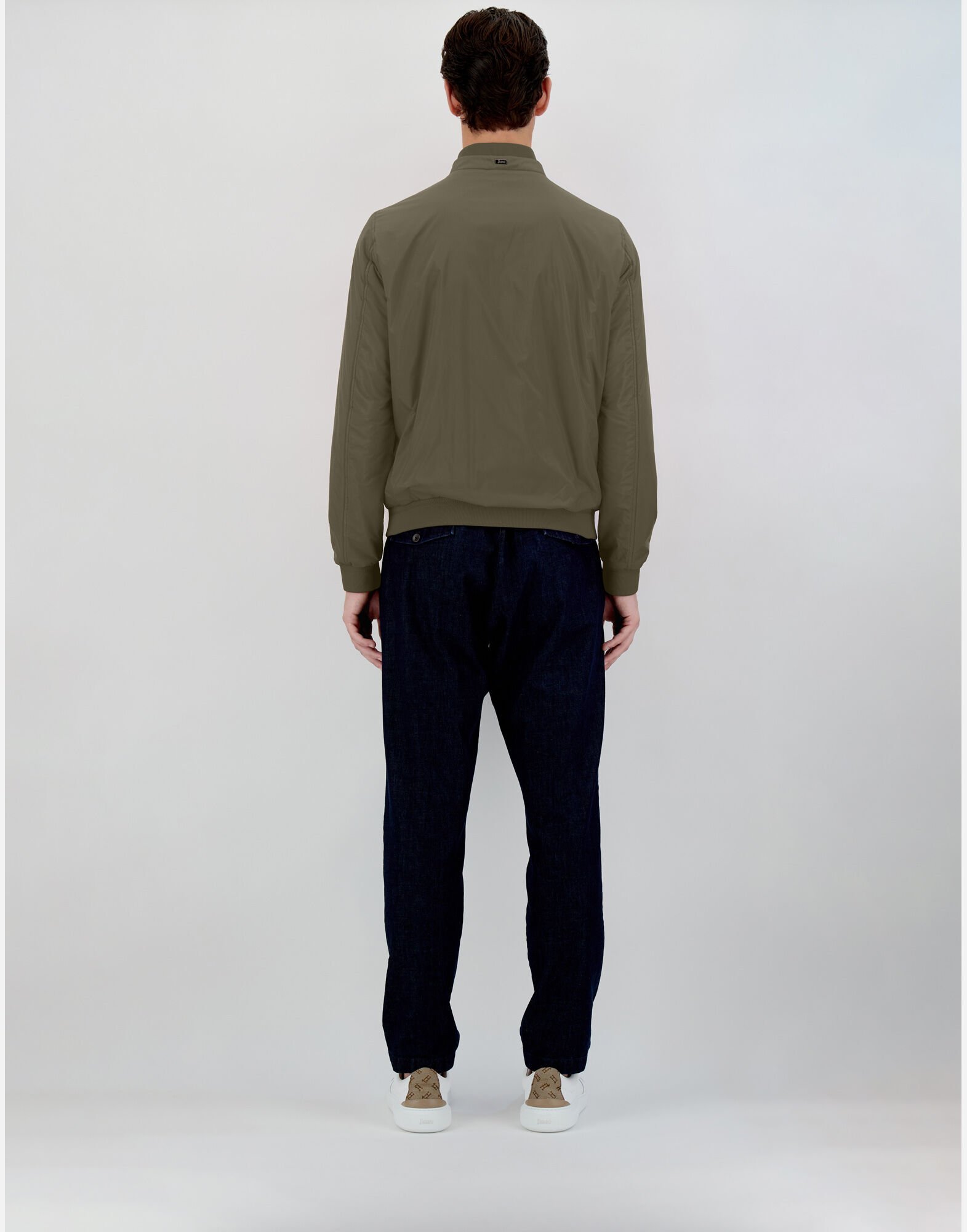 Herno Ribbed Bomber Jacket With Side Pockets In Green