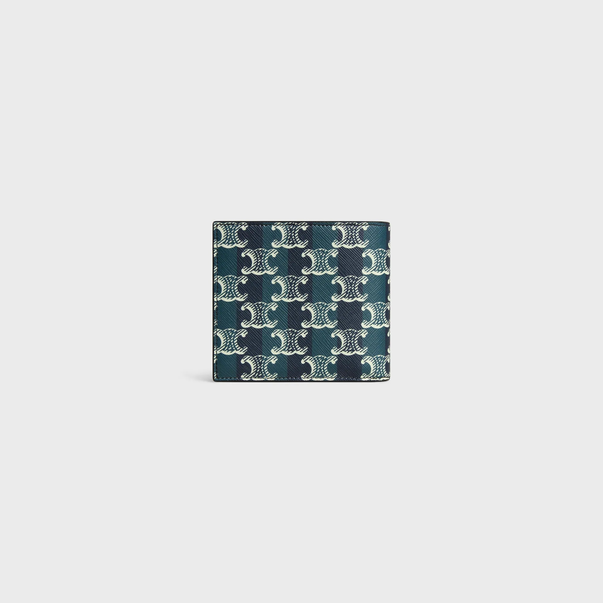 Celine Bi-fold Wallet In Striped Triomphe Canvas And Calfskin In Multi