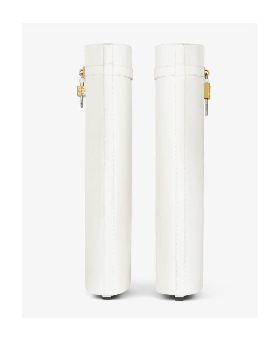 Givenchy Leather Shark Lock Knee-high Boots 90 In White