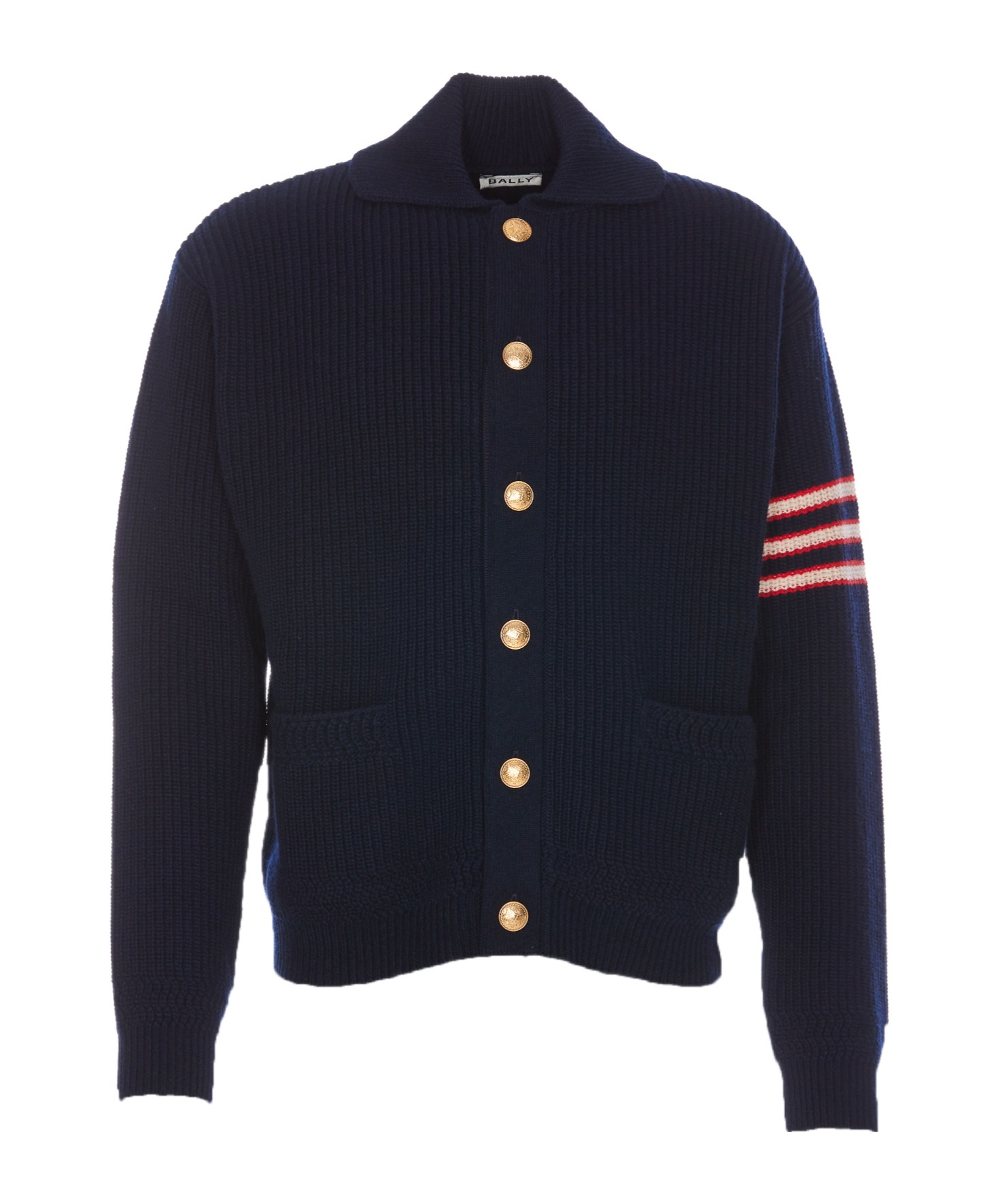 Shop Bally Logo Patch Striped Knitted Jacket In Black