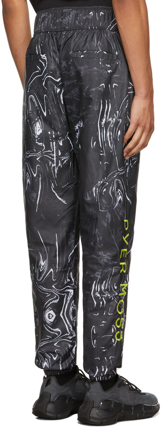 Reebok Black Pattern Printed Drawstring Sweatpants In Black